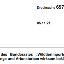 5.11.2021 Entschluss des Bundesrates – Kein generelles Verbot des Imports von Wildfängen