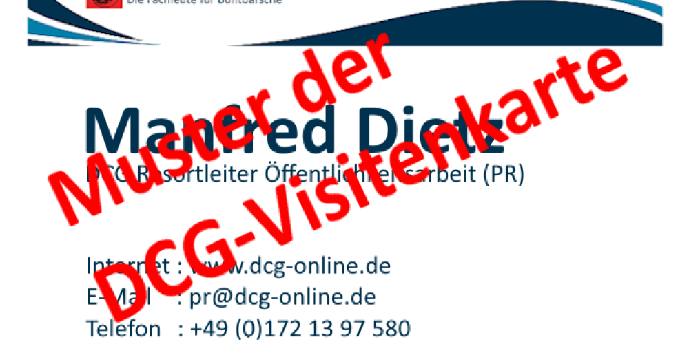 Einheitliche Visitenkarten für DCG Vorstand, AK- und Regionalleiter und auch alle anderen DCG-Mitglieder